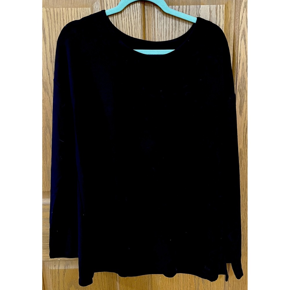 Black Long Sleeve Crew Neck Top Classic Basic Pullover Women's